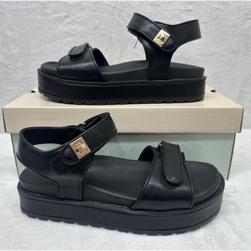 SO Loreen Black Platform Sandals Women Size 9 Chunky Lug Sole